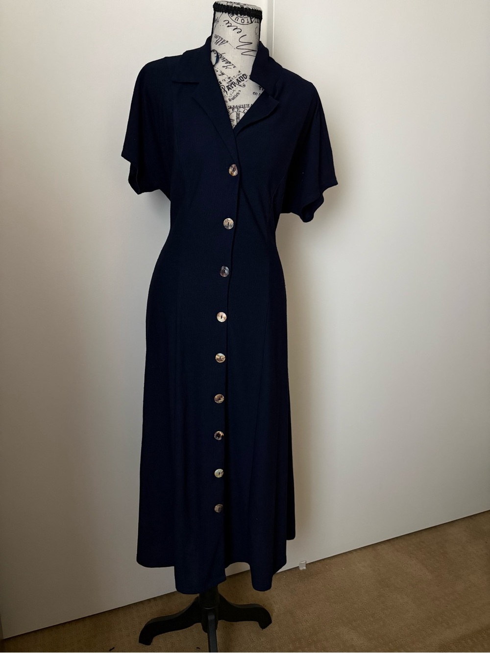 Perceptions Navy Button-Front Maxi Dress